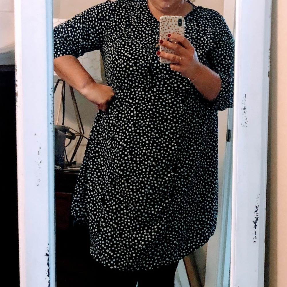 💍 Lane Bryant Black & White Polka Dot Dress Sz 16